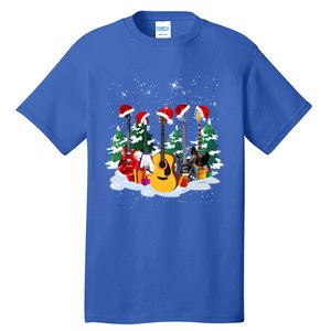 Guitar Lover Santa Hat Christmas Tree Funny Music Loves Xmas Funny Gift Tall T-Shirt