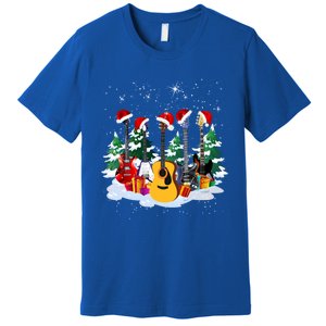 Guitar Lover Santa Hat Christmas Tree Funny Music Loves Xmas Funny Gift Premium T-Shirt