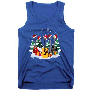 Guitar Lover Santa Hat Christmas Tree Funny Music Loves Xmas Funny Gift Tank Top