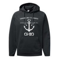 Grand Lake St. Marys Ohio Funny Fishing Camping Performance Fleece Hoodie