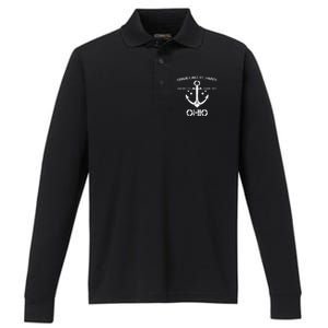 Grand Lake St. Marys Ohio Funny Fishing Camping Performance Long Sleeve Polo