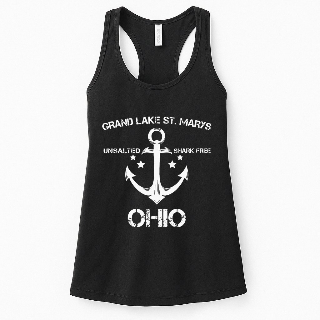 Grand Lake St. Marys Ohio Funny Fishing Camping Womens Tank Top