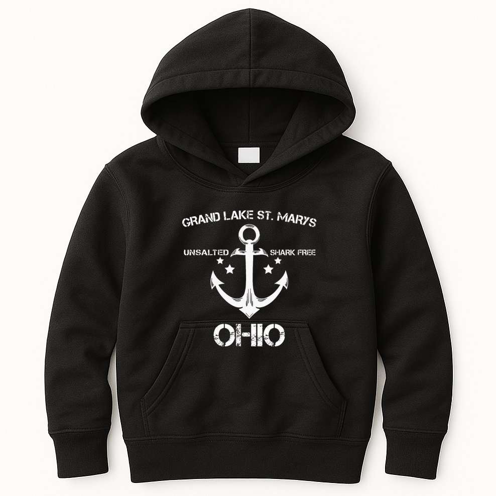 Grand Lake St. Marys Ohio Funny Fishing Camping Kids Hoodie