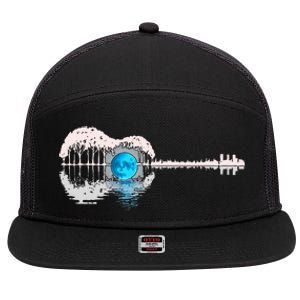 Guitar Lake Shadow Love Guitar Musician 7 Panel Mesh Trucker Snapback Hat