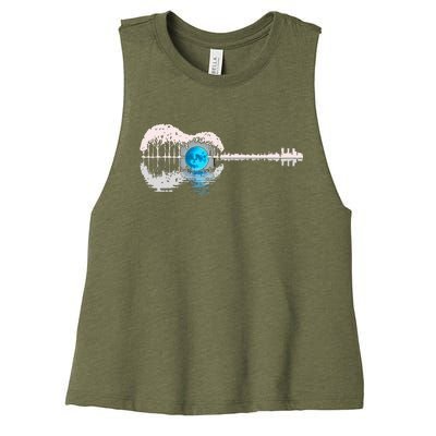 Guitar Lake Shadow Love Guitar Musician Women's Racerback Cropped Tank