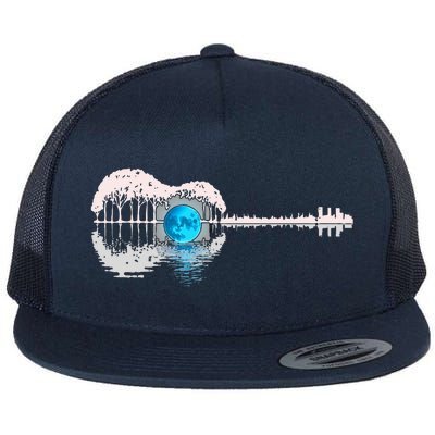 Guitar Lake Shadow Love Guitar Musician Flat Bill Trucker Hat