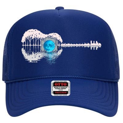 Guitar Lake Shadow Love Guitar Musician High Crown Mesh Back Trucker Hat