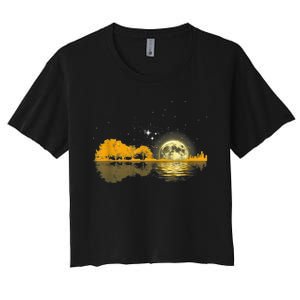 Guitar Lake Shadow Love Guitar Musician Women's Crop Top Tee