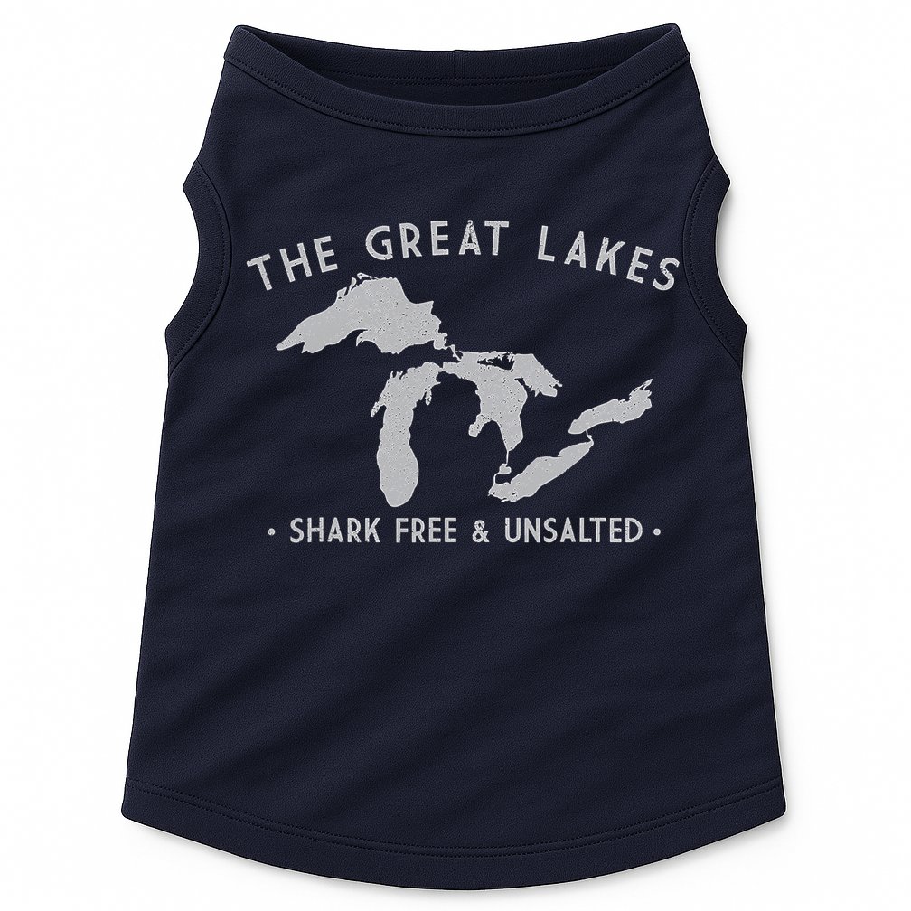 Great Lakes Shark Free And Unsalted Funny Vintage Doggie Tank