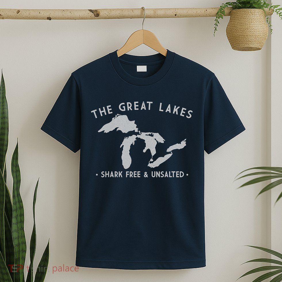 Great Lakes Shark Free And Unsalted Funny Vintage T-Shirt