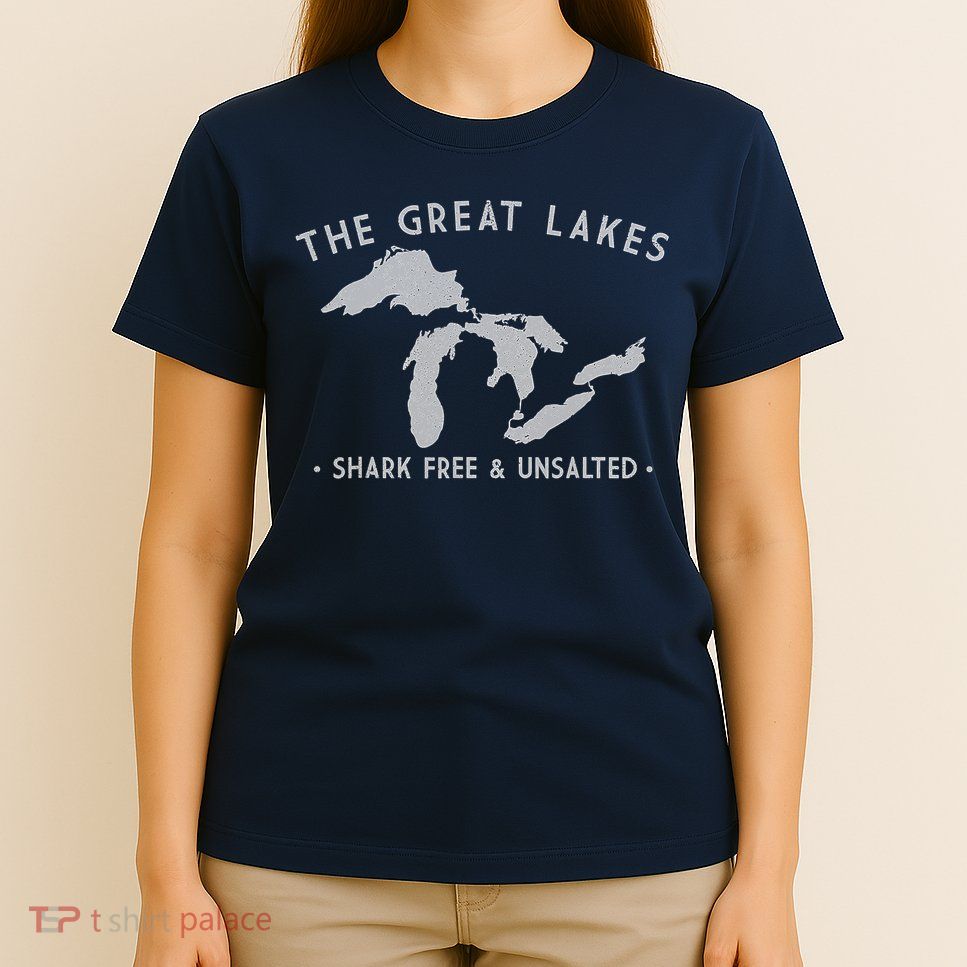 Great Lakes Shark Free And Unsalted Funny Vintage T-Shirt