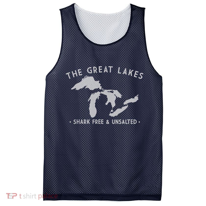 Great Lakes Shark Free And Unsalted Funny Vintage Mesh Reversible Basketball Jersey Tank