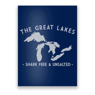Great Lakes Shark Free And Unsalted Funny Vintage Poster