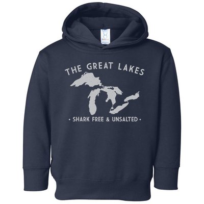 Great Lakes Shark Free And Unsalted Funny Vintage Toddler Hoodie