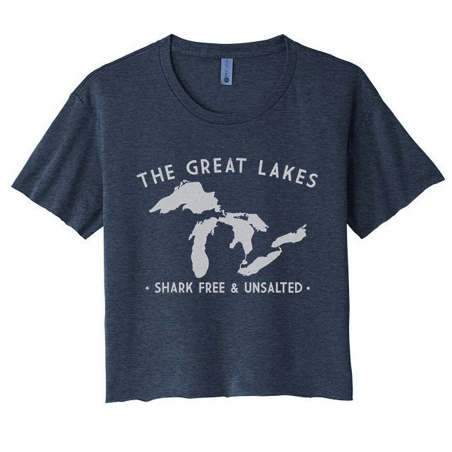 Great Lakes Shark Free And Unsalted Funny Vintage Crop Top