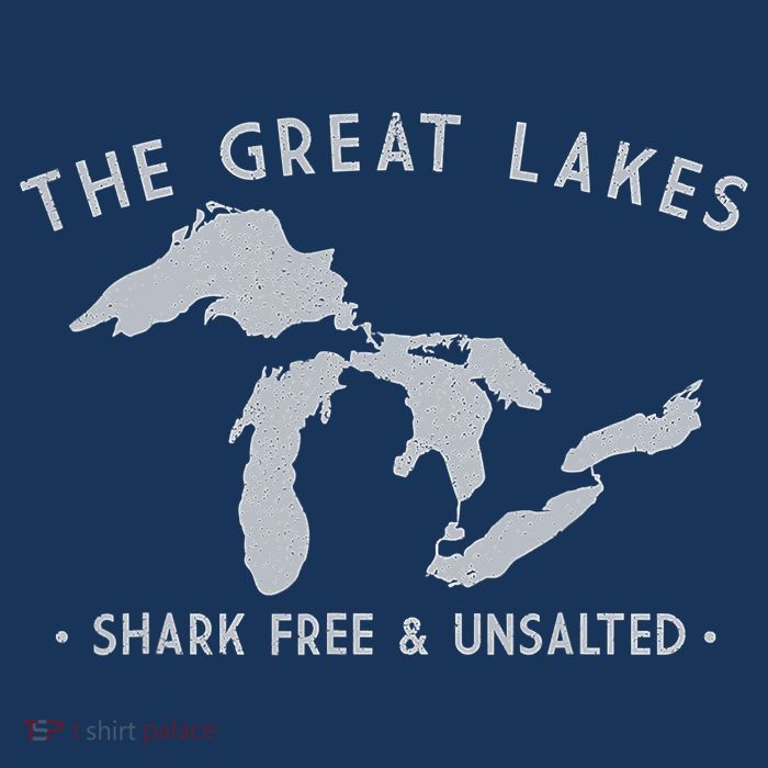 Great Lakes Shark Free And Unsalted Funny Vintage Womens T-Shirt