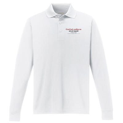 Good Luck Sending Me Mixed Signals Performance Long Sleeve Polo