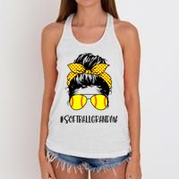 Grandma Life Softball Baseball Grandma Mothers Day Messy Bun Women's Knotted Racerback Tank