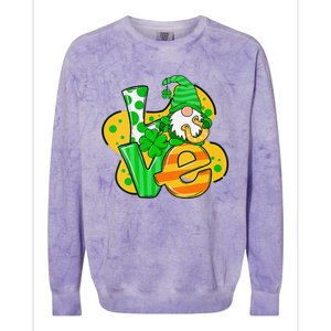 Gnome Love Shamrock Saint Patrick's Day Colorblast Crewneck Sweatshirt