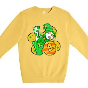 Gnome Love Shamrock Saint Patrick's Day Premium Crewneck Sweatshirt