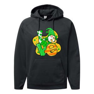 Gnome Love Shamrock Saint Patrick's Day Performance Fleece Hoodie