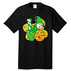 Gnome Love Shamrock Saint Patrick's Day Tall T-Shirt