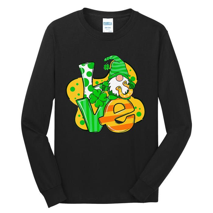 Gnome Love Shamrock Saint Patrick's Day Tall Long Sleeve T-Shirt