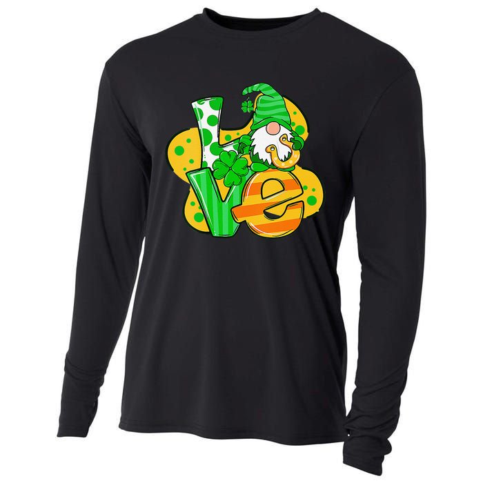 Gnome Love Shamrock Saint Patrick's Day Cooling Performance Long Sleeve Crew