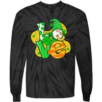 Gnome Love Shamrock Saint Patrick's Day Tie-Dye Long Sleeve Shirt