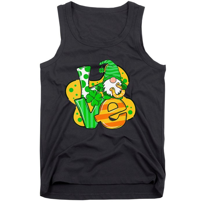 Gnome Love Shamrock Saint Patrick's Day Tank Top