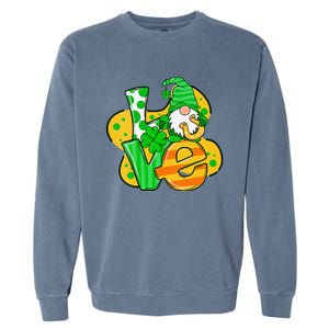 Gnome Love Shamrock Saint Patrick's Day Garment-Dyed Sweatshirt