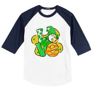 Gnome Love Shamrock Saint Patrick's Day Baseball Sleeve Shirt