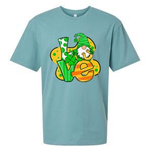 Gnome Love Shamrock Saint Patrick's Day Sueded Cloud Jersey T-Shirt