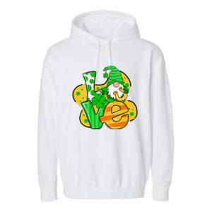 Gnome Love Shamrock Saint Patrick's Day Garment-Dyed Fleece Hoodie