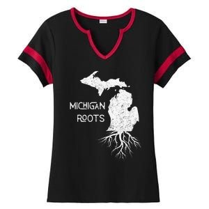 Great Lakes State Michigan Roots Yooper Native Michiganian Ladies Halftime Notch Neck Tee