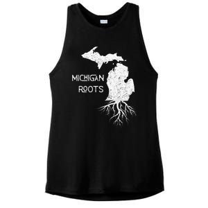 Great Lakes State Michigan Roots Yooper Native Michiganian Ladies PosiCharge Tri-Blend Wicking Tank