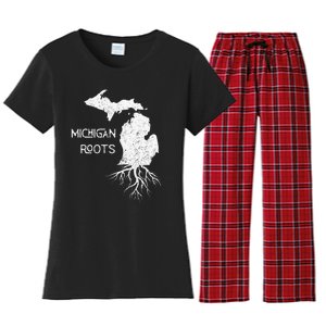 Great Lakes State Michigan Roots Yooper Native Michiganian Women's Flannel Pajama Set