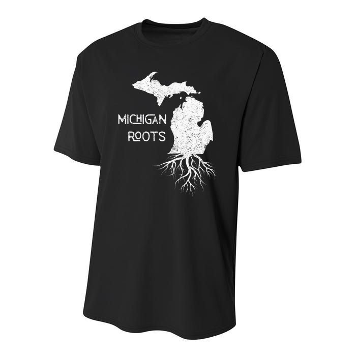 Great Lakes State Michigan Roots Yooper Native Michiganian Youth Performance Sprint T-Shirt