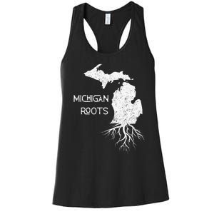 Great Lakes State Michigan Roots Yooper Native Michiganian Women's Racerback Tank