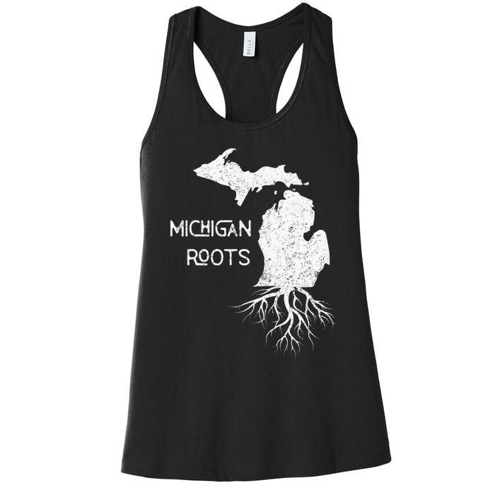 Great Lakes State Michigan Roots Yooper Native Michiganian Women's Racerback Tank