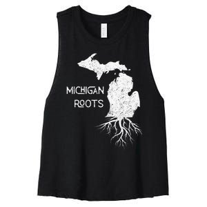 Great Lakes State Michigan Roots Yooper Native Michiganian Women's Racerback Cropped Tank