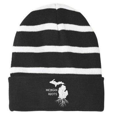 Great Lakes State Michigan Roots Yooper Native Michiganian Striped Beanie with Solid Band