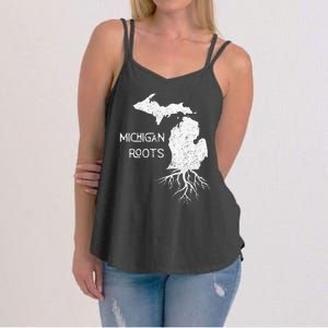 Great Lakes State Michigan Roots Yooper Native Michiganian Women's Strappy Tank