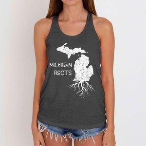 Great Lakes State Michigan Roots Yooper Native Michiganian Women's Knotted Racerback Tank