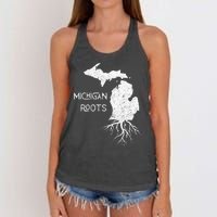 Great Lakes State Michigan Roots Yooper Native Michiganian Women's Knotted Racerback Tank