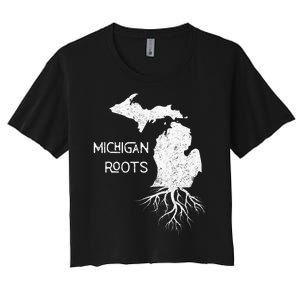 Great Lakes State Michigan Roots Yooper Native Michiganian Women's Crop Top Tee