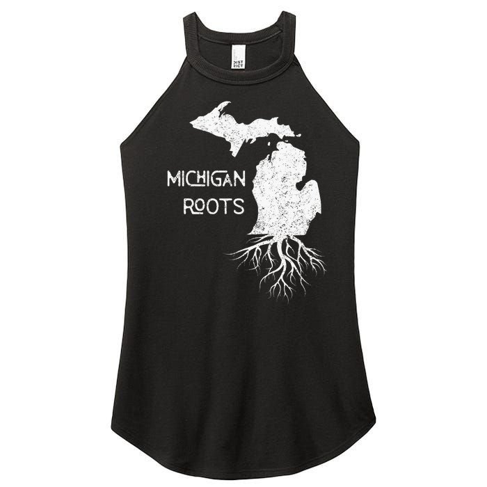 Great Lakes State Michigan Roots Yooper Native Michiganian Women's Perfect Tri Rocker Tank