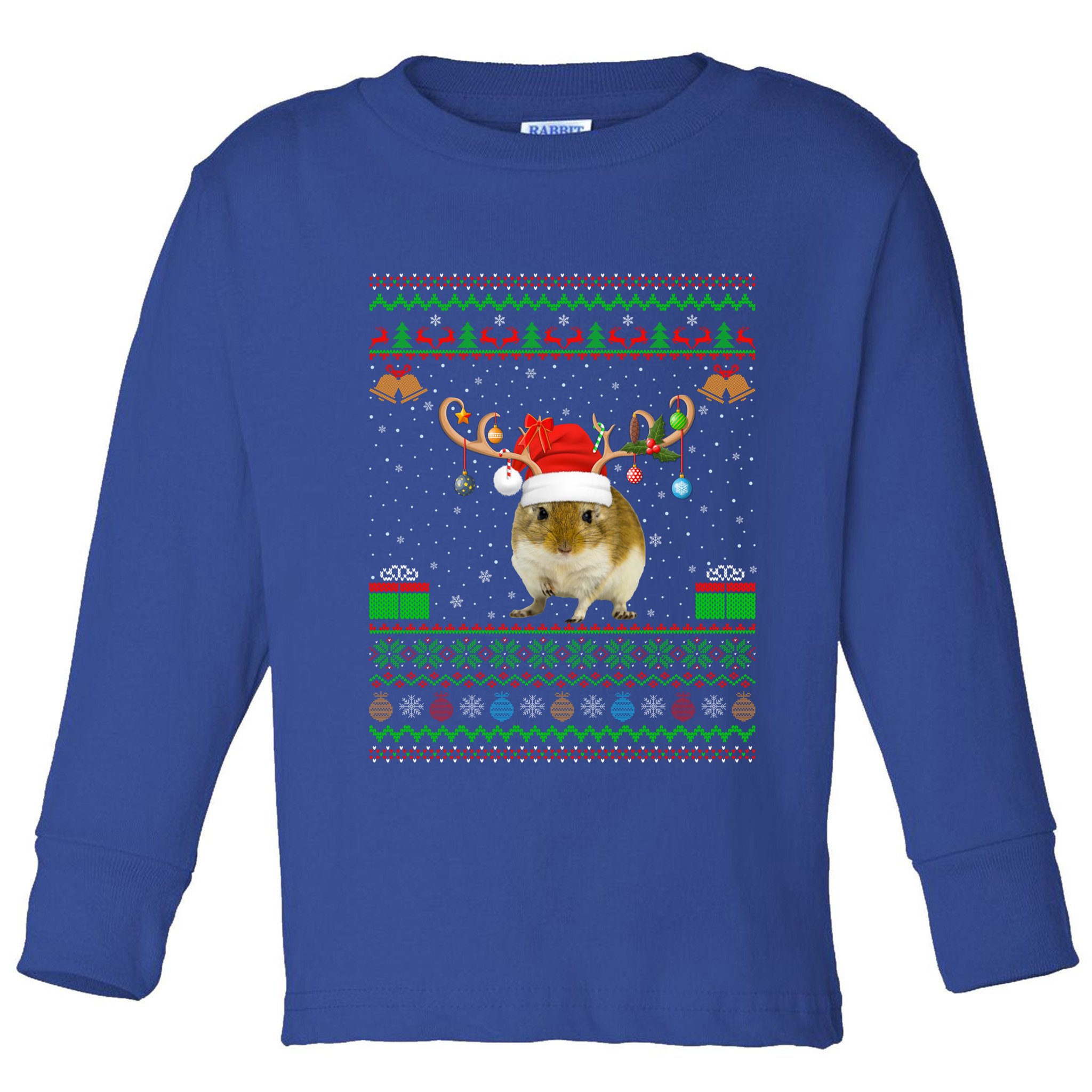 Gerbil Lover Santa Hat Matching Ugly Gerbil Christmas Meaningful Gift Toddler Long Sleeve Shirt