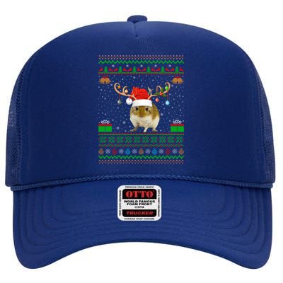 Gerbil Lover Santa Hat Matching Ugly Gerbil Christmas Meaningful Gift High Crown Mesh Back Trucker Hat