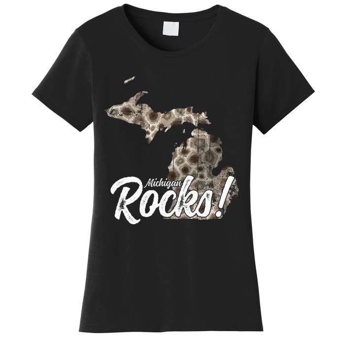 Great Lakes Shaped Men Women Petoskey Stone Michigan Rocks Women's T-Shirt